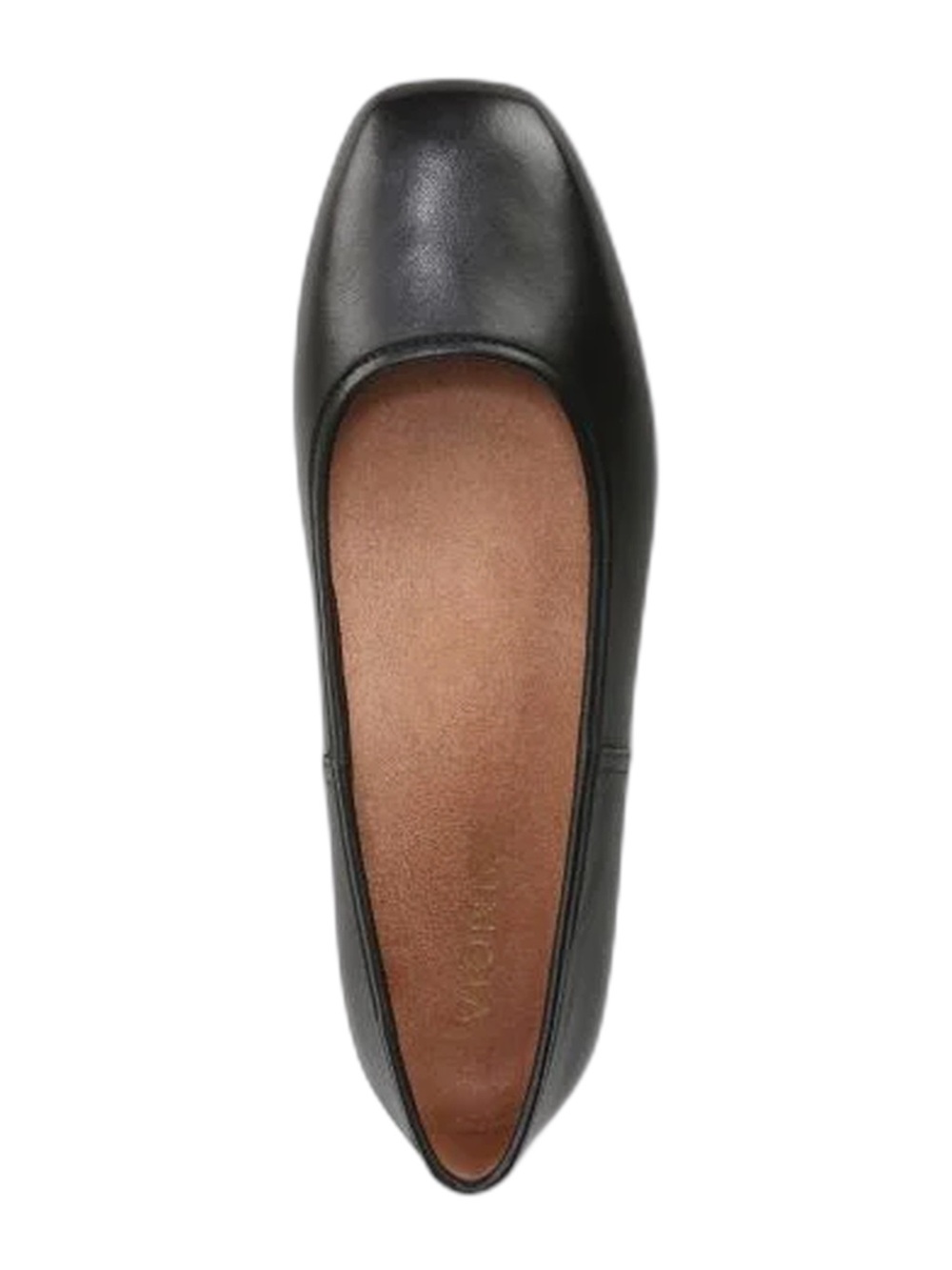 Vionic Orinda Black Leather Square-Toe Slip-On Flat